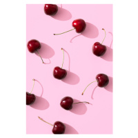 Fotografie Cherries on pink background, Studio Collection, 26.7 × 40 cm