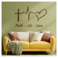 Dřevěná křesťanská nálepka - Faith, Life, Love