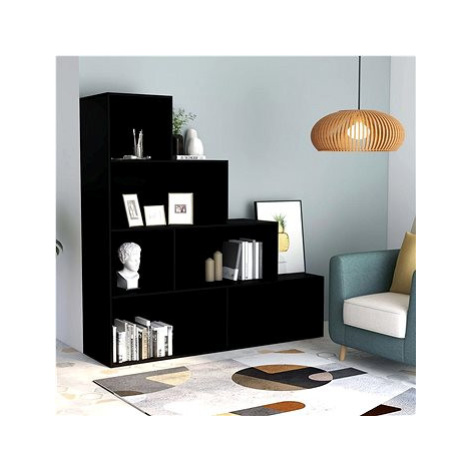 Knihovna/zástěna do pokoje černá 155 x 24 x 160 cm dřevotříska SHUMEE