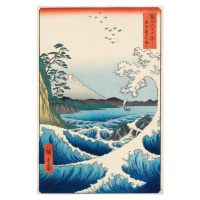 Obrazová reprodukce Mount Fuji behind the restless sea, Hiroshige, Utagawa II, 26.7 × 40 cm