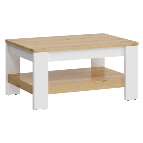 Konferenční stolek PERPIDA, alpská bílá/dub artisan/bílý lesk Extom