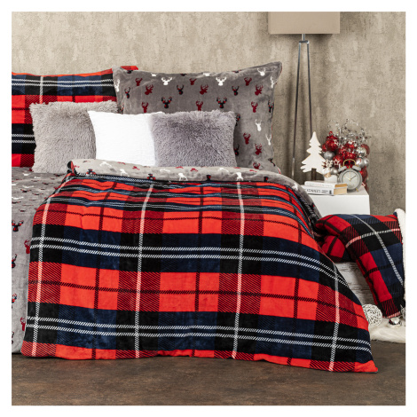 4Home Povlečení mikroflanel Kostka červená