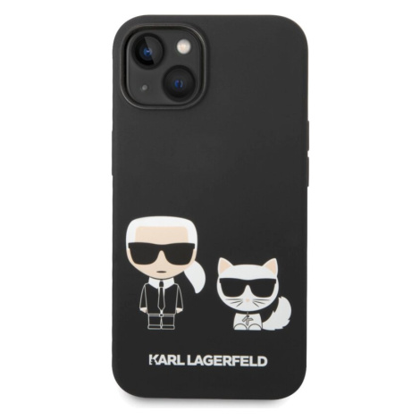 Pouzdro Karl Lagerfeld and Choupette Liquid Silicone iPhone 14 Plus černé