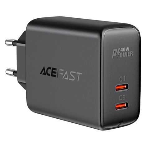 Síťová nabíječka Acefast 2x USB typu C 40W, PPS, PD, QC 3.0, AFC, FCP černá (A9 černá)