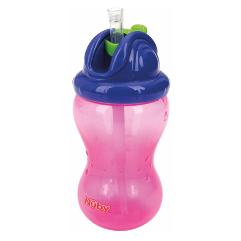 NUBY Hrneček netekoucí se sklápěcím brčkem a 360 ml, 12 m+ červený