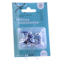 Sada na výrobu ozdoby z perliček - Huderovka - stříbrná/modrá
