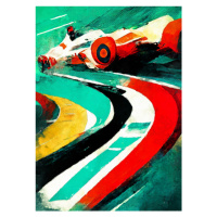 Ilustrace Formula 1 green red, Justyna Jaszke, 30 × 40 cm