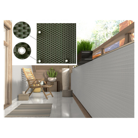 Balkonová ratanová zástěna s očky MALMO, zelená, výška 90-100 cm šířka 300-500 cm 1300 g/m2 MyBe MyBestHome PRO