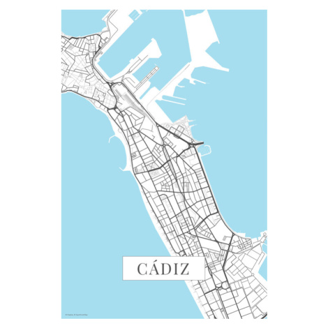 Mapa Cadiz white, 26.7 × 40 cm