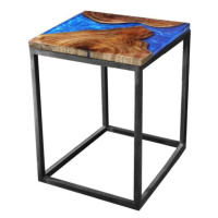 Odkládací stolek RESIN 40x40 cm, modrá/šedá