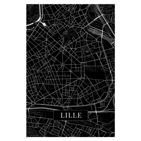 Mapa Lille black, 26.7 × 40 cm