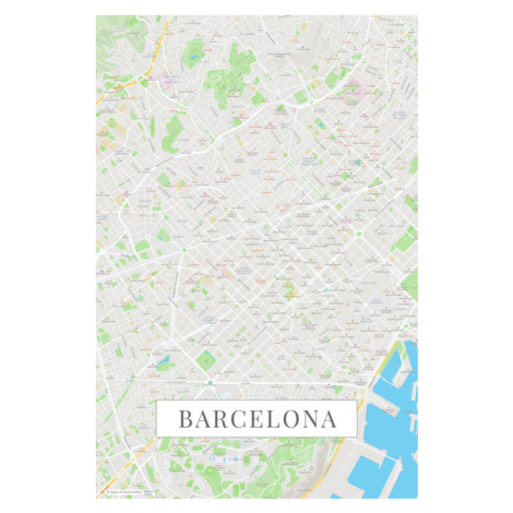 Mapa Barcelona color, (26.7 x 40 cm)