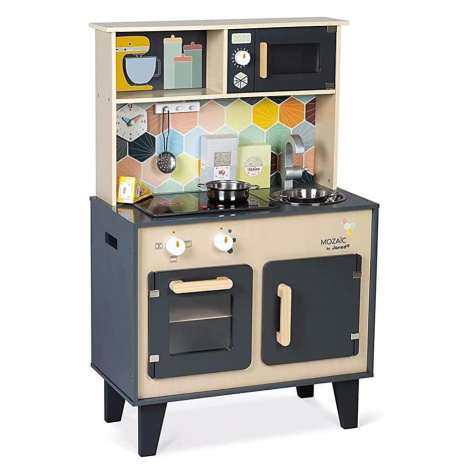 Janod - Dřevěná kuchyňka s LED deskou MOZAIC 2xLR6 J06609