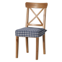 Dekoria Sedák na židli IKEA Ingolf, tmavě modrá - bílá střední kostka, židle Inglof, Quadro, 136