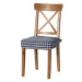 Dekoria Sedák na židli IKEA Ingolf, tmavě modrá - bílá střední kostka, židle Inglof, Quadro, 136