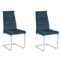 Sada sametových jídelních židlí modrá ROCKFORD, 223801