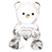 Skleněný medvídek se srdcem čirá, 4 x 2 x 3 cm