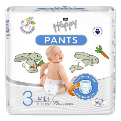 BELLA HAPPY Pants Midi dětské plenkové kalhotky (6-11 kg) 26 ks Bella Baby Happy