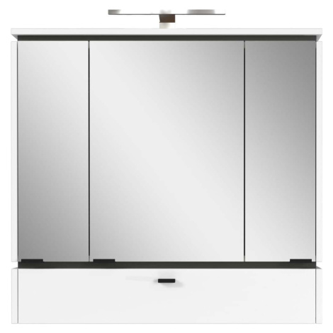 Bílá koupelnová skříňka se zrcadlem a osvětlením 79x80 cm Modesto – Germania