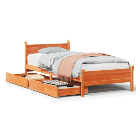 vidaXL Postel bez matrace voskově hnědá 75 x 190 cm masivní borovice