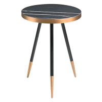 Estila Art-deco kulatý příruční stolek Forma Moderna černý mramor 56cm