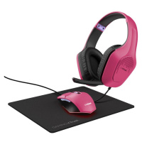 TRUST Sada sluchátka + myš + mousepad GXT 790 3v1 Gaming Bundle, růžová