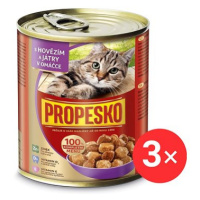 Propesko konzerva pro kočky s hovězím a játry v omáčce 3 × 830 g