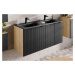 Comad Závěsná skříňka pod umyvadlo Luxor Black s deskou 90 cm černá/dub olejovaný