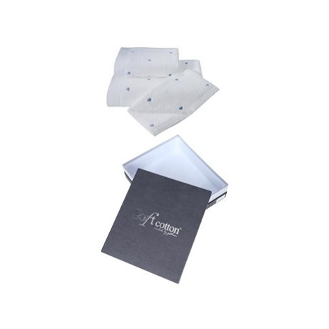 Soft Cotton - Dárkové balení ručníků a osušky Micro Love, 3 ks, bílá-modrá srdíčka