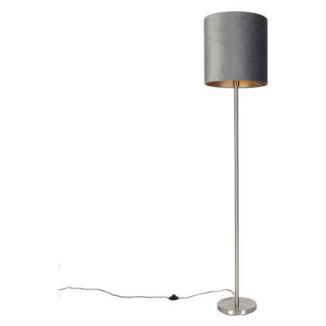Moderní stojací lampa ocelová tkanina odstín šedá 40 cm - Simplo QAZQA