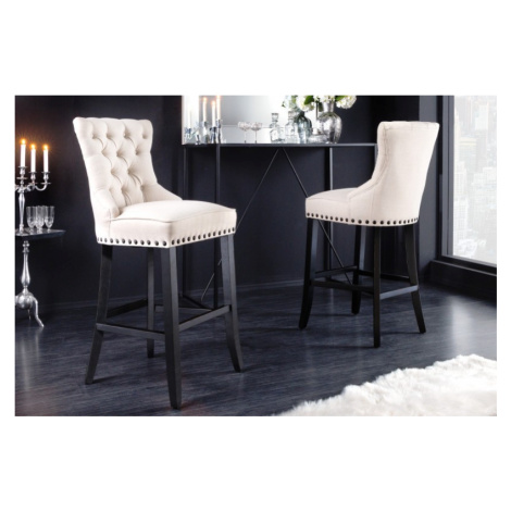 Estila Elegantní barová židle Modern Barock se světlým béžovým potahem a designovým prošíváním 7