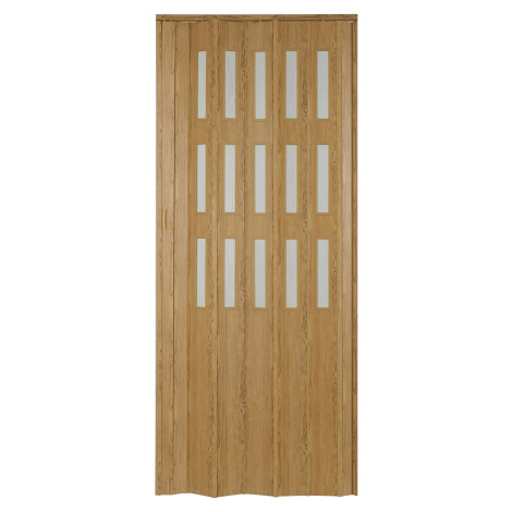 HOPA Plastové shrnovací dveře Matrix prosklené buk rustikální 87 x 200 cm