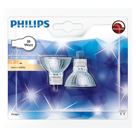 Philips SADA 2x Průmyslová žárovka Philips HALOGEN GU4/20W/12V 3000K