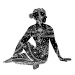 Ilustrace yoga Seated Half Spinal Twist pose, Benjavisa, (40 x 30 cm)