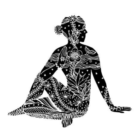 Ilustrace yoga Seated Half Spinal Twist pose, Benjavisa, 40x30 cm