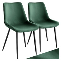 TecTake Sada 2 židlí Monroe v sametovém vzhledu - tmavě zelená