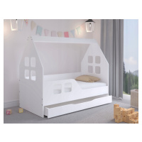 Dětský domeček na postel se šuplíkem 140 x 70 cm bílý levý