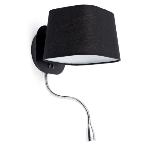 FARO SWEET nástěnná lampa na čtení, černá, se čtecí lampičkou 1L