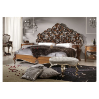 Estila Rustikální masivní manželská postel Belladonna s ornamentálním vyřezávaným čelem 180x200c