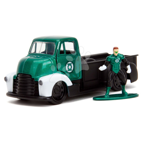 Autíčko Chevy COE 1952 DC Jada kovové s otevíratelnými dveřmi a figurka Green Lantern délka 12 c