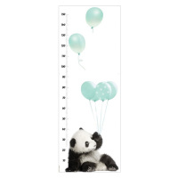 Dekornik Samolepka do dětského pokoje růstový graf panda s mátovými balónky  150x70cm