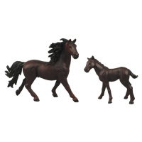 RAPPA Sada koně 2 ks s ohradou tmavě hnědý s černou hřívou