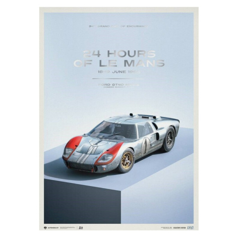 Umělecký tisk Ford GT40 - P/1015 - 24H Le Mans - 1966, Automobilist, 50 × 70 cm