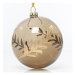 EUROLAMP Vánoční ozdoby Skleněná průhledná hnědá koule s lístky růžového zlata 10 cm, SET 4 ks