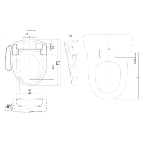 SAPHO HANDICAP WC kombi zvýšený sedák s elektronickým bidetem BLOOMING EKO PLUS, Rimless, zadní 