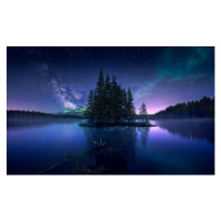 Fotografie Milky way and Aurora Borealis at Two Jack Lake, Jess M. Garca, 40 × 24.6 cm