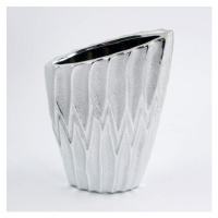 Váza ovál keramika stříbrná 17x23cm