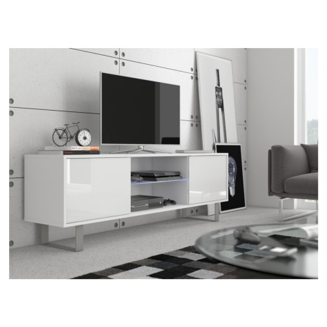 Televizní stolek BOKARO 2, bílá/bílý lesk, 5 let záruka MORAVIA FLAT