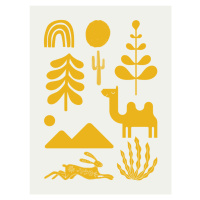 Ilustrace Scandinavian Ornaments In Yellow, Little Dean, 30 × 40 cm