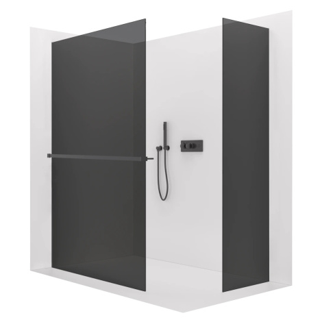 CERANO Sprchová zástěna Walk-in Crystal T L/P 10 mm bezvzpěrový systém + polička/držák na ručník